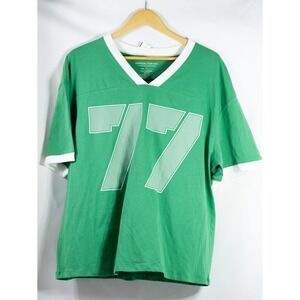 Grayson Threads Green Lucky 77 Graphic Jersey V-Neck T-Shirt Womens Large